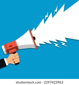 Megáfono con espacio libre para contenido de texto. Anuncio para marketing, promoción, conferencias y anuncios comerciales. Material vectorial