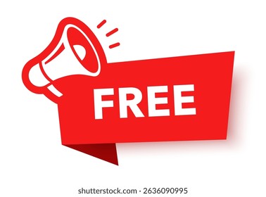 Megaphone with free speech bubble. Loudspeaker. Banner for business, marketing and advertising. Vector illustration.	