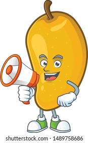 With megaphone fresh mango character cartoon with mascot