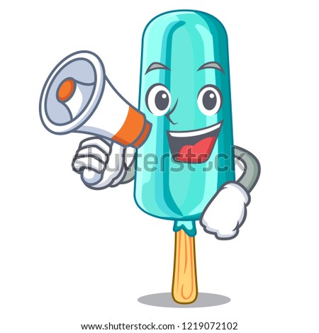 With megaphone fruit ice cream on stick cartoon