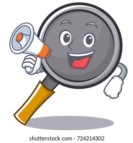 With megaphone frying pan cartoon character