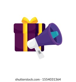 megaphone with gift box isolated icon vector illustration design