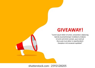 Megaphone with giveaway speech bubble. Loudspeaker. Banner for business, marketing and advertising. Vector illustration