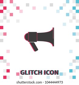 Megaphone  glitch effect vector icon.