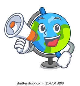 With megaphone globe character cartoon style