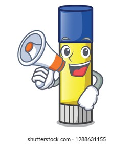 With megaphone glue stick in the cartoon shape