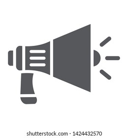 Megaphone glyph icon, announcement and speaker, loudspeaker sign, vector graphics, a solid pattern on a white background, eps 10.