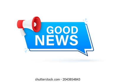 Megaphone with good news. Megaphone banner. Web design. Vector stock illustration.