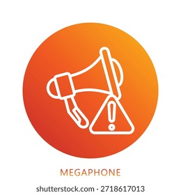 Ilustración Mini Del Icono Del Gradiente Del Megáfono, Uso Para El Concepto Moderno, Impresión, Ui, Kit De La Ux, Web Y Desarrollo Del App. Vector Relacionado Con Bomberos, Rescate Y Más