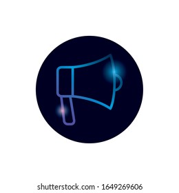 Diseño de iconos de estilo de gradiente Megaphone, tophorn de altavoz de amplificador anunciar comunicación de mensajes de voz y tema alto Ilustración de vectores