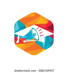 Megaphone with graduation cap vector icon design. Marketing education logo concept.	