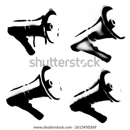 Megaphone Graffiti Stencil Spray Paint Icon Vector Set