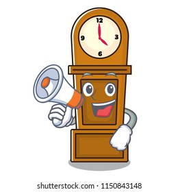 With megaphone grandfather clock character cartoon