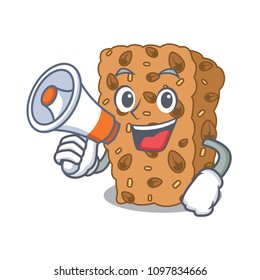 With megaphone granola bar character cartoon