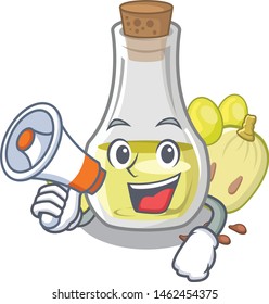 With megaphone grape seed oil in a cartoon