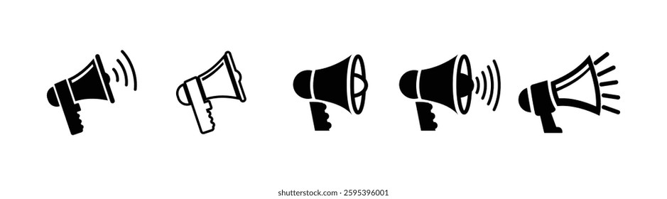 Megaphone graphic icon set. Megaphone sign isolated on white background. Vector illustration