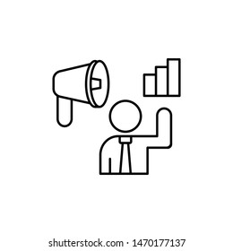 Megaphone growth man icon. Element of consumer behavior line icon