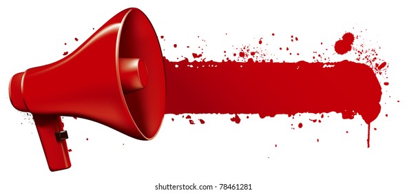 megaphone with grunge banner