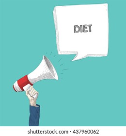 megaphone and hand