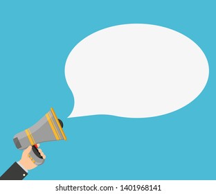 megaphone in hand, bubble with place for text