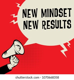 Megaphone Hand business concept with text New Mindset, New Results, vector illustration