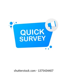 Megaphone Hand, business concept with text Quick survey. Vector stock illustration