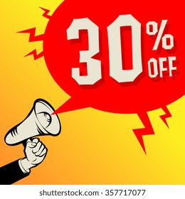 Megaphone Hand, business concept with text Special Discount, vector illustration