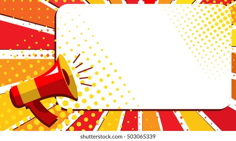 Megaphone Hand, business concept with text April Sale, vector illustration