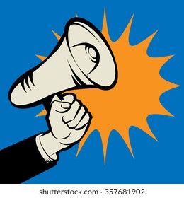 Megaphone Hand, business concept, vector illustration