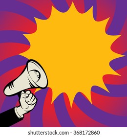 Megaphone Hand, business concept, vector illustration