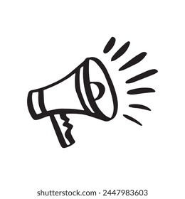 Megaphon Hand gezeichnete Linie. Doodle Lautsprecher Symbol. Vektorillustration