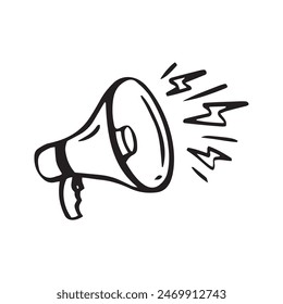 Megaphone hand drawn line. doodle loudspeaker icon. Vector illustration