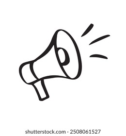 Megaphone hand drawn line. doodle loudspeaker icon. Vector illustration