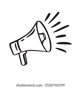 Megaphone hand drawn line. doodle loudspeaker icon. Vector illustration
