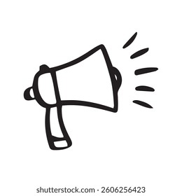 Megaphone hand drawn line. doodle loudspeaker icon. Vector illustration
