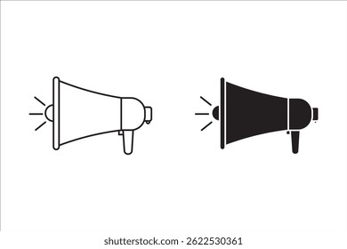 Línea dibujada a mano del megáfono. Icono de altavoz Scribble. Ilustración vectorial sobre fondo blanco