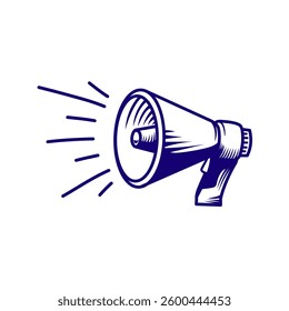 Megaphone hand drawn line Vector illustration. Doodle Loudspeaker icon. Shouting speaker  Isolated on transparent Background - EPS 10 Vector.