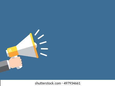 megaphone in hand, megaphone flat. megaphone vector illustration