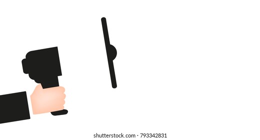 Megaphone with hand on white isolated background