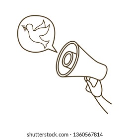 megaphone in hand with speech bubble isolated icon