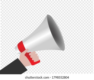 Megaphone With Hand Transparent Background With Gradient Mesh, Vector Illustration