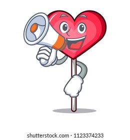 With megaphone heart lollipop character cartoon