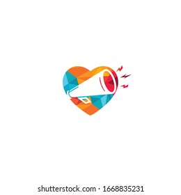 Megaphone  heart shape vector logo design. Creative symbol concept for marketing agency.
