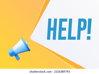 Megaphon mit Hilfe-Text-Banner