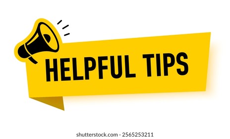 Megaphone with Helpful Tips speech bubble. Loudspeaker. Banner for business, marketing and advertising. Vector illustration