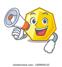 With megaphone heptagon in the a cartoon shape