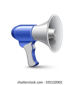 Megaphone. Highly detailed vector illustration of blue loudspeaker