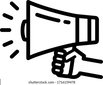 Megaphone with a holding hand
