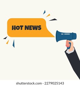 Megaphone with Hot News speech bubble vector illustration