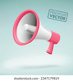 Megaphone hovering pink 3D vector illustration